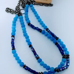 Midnight Cascade” Dual-Strand Semi-Precious Necklace
